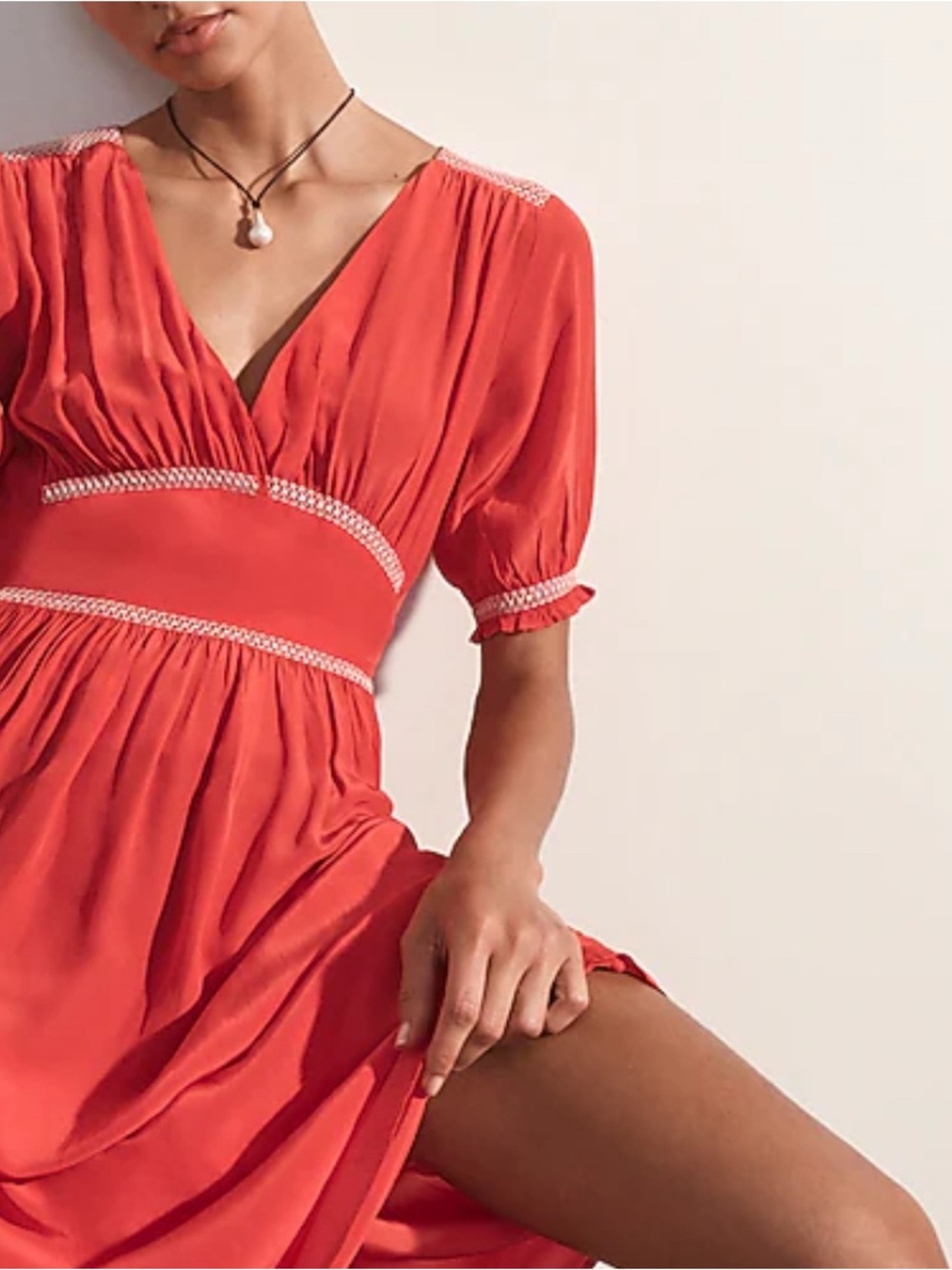 NWT J Crew Smocked-trim midi dress in crepe de chine in Vintage Red Size 10 #109